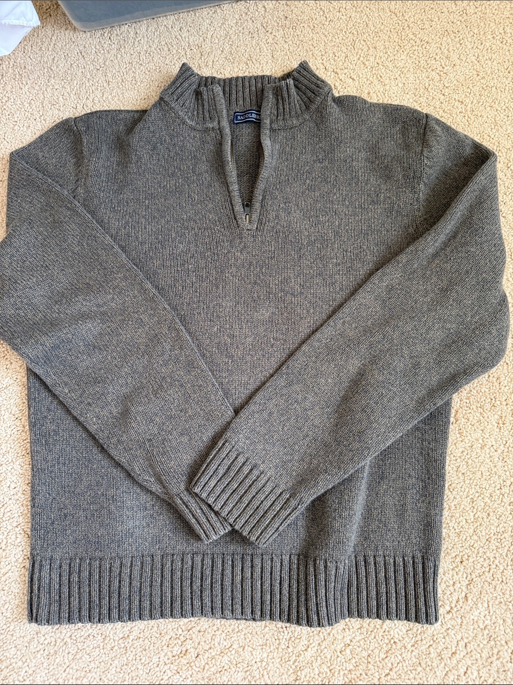 Saddlebred 100% Cotton Men's Gray Zip-Neck Sweater